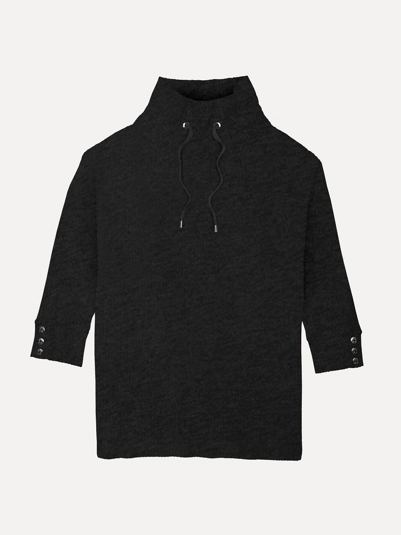 Női Tommy Hilfiger Essential Cowl Tunic Pulóverek Fekete | HU 381CTV